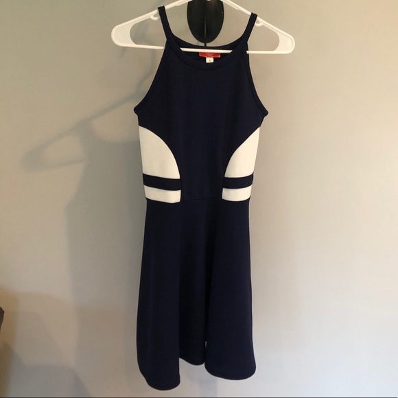 Aqua brand girls Navy & white spaghetti strap skater a- line dress girl’s XL - Picture 2 of 7